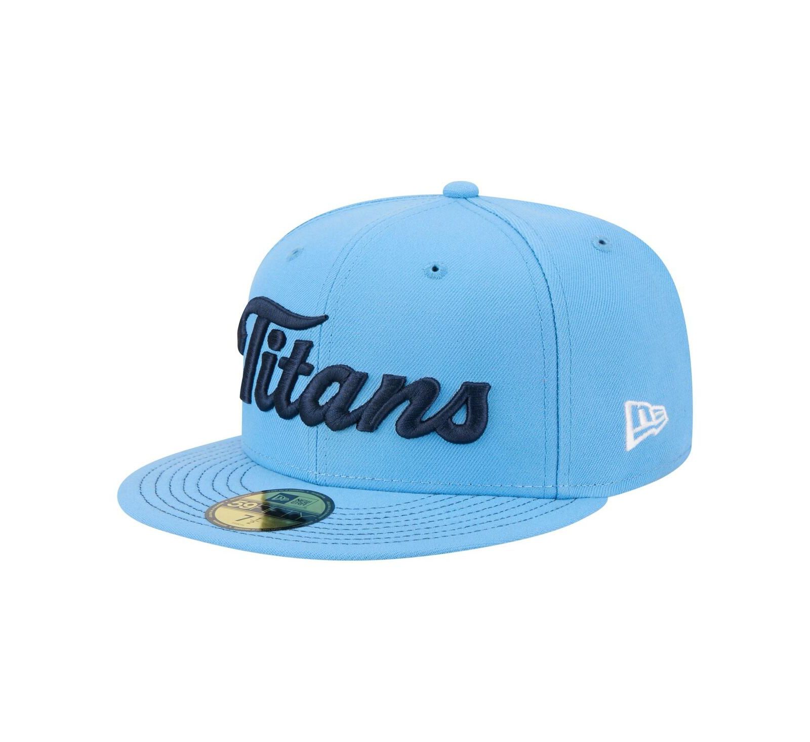 Мужская кепка New Era Light Blue Tennessee Titans Script 59FIFTY Fitted