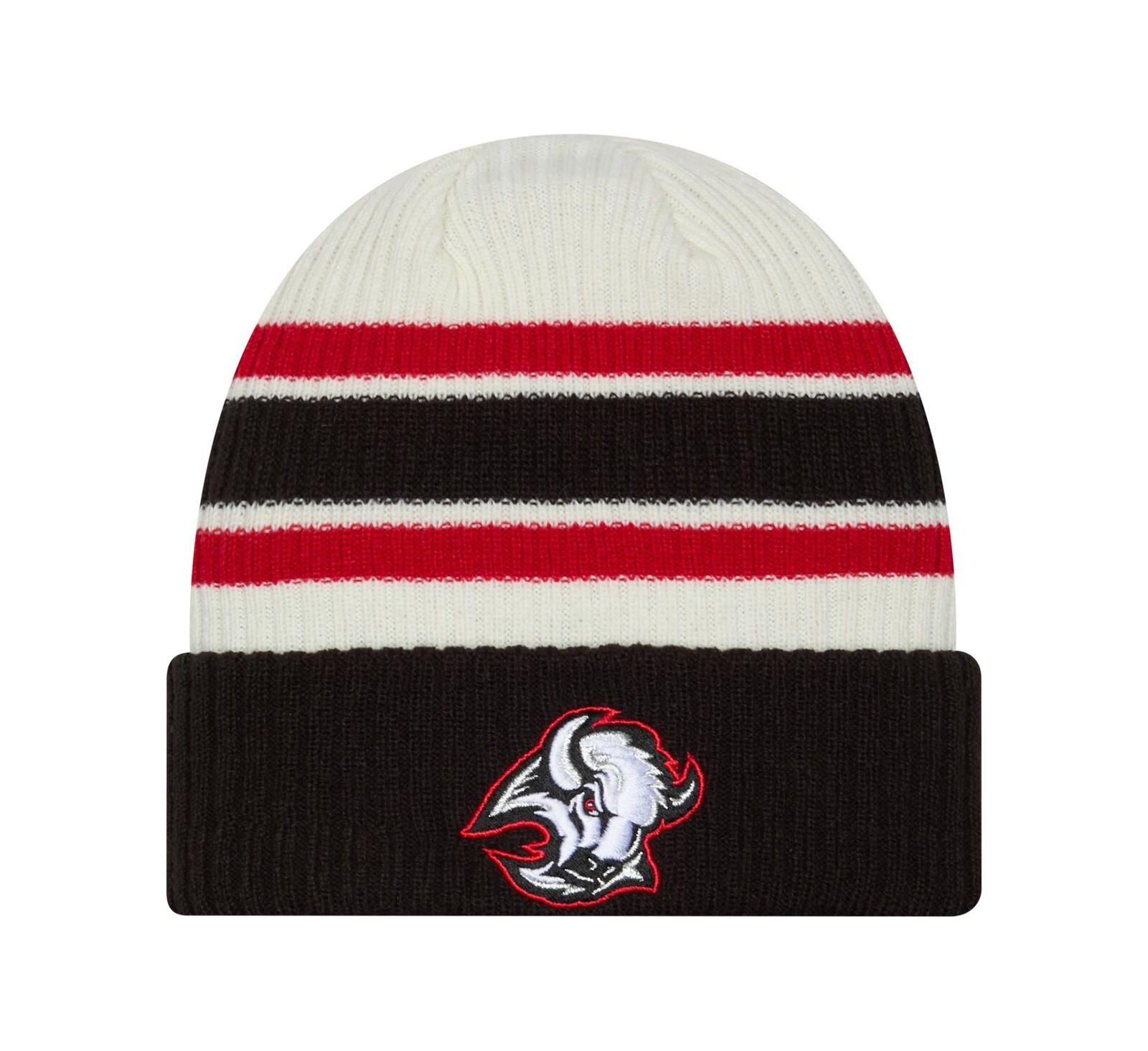 New Era Men's Cream/Black Buffalo Sabres Vintage Cuffed Knit Hat