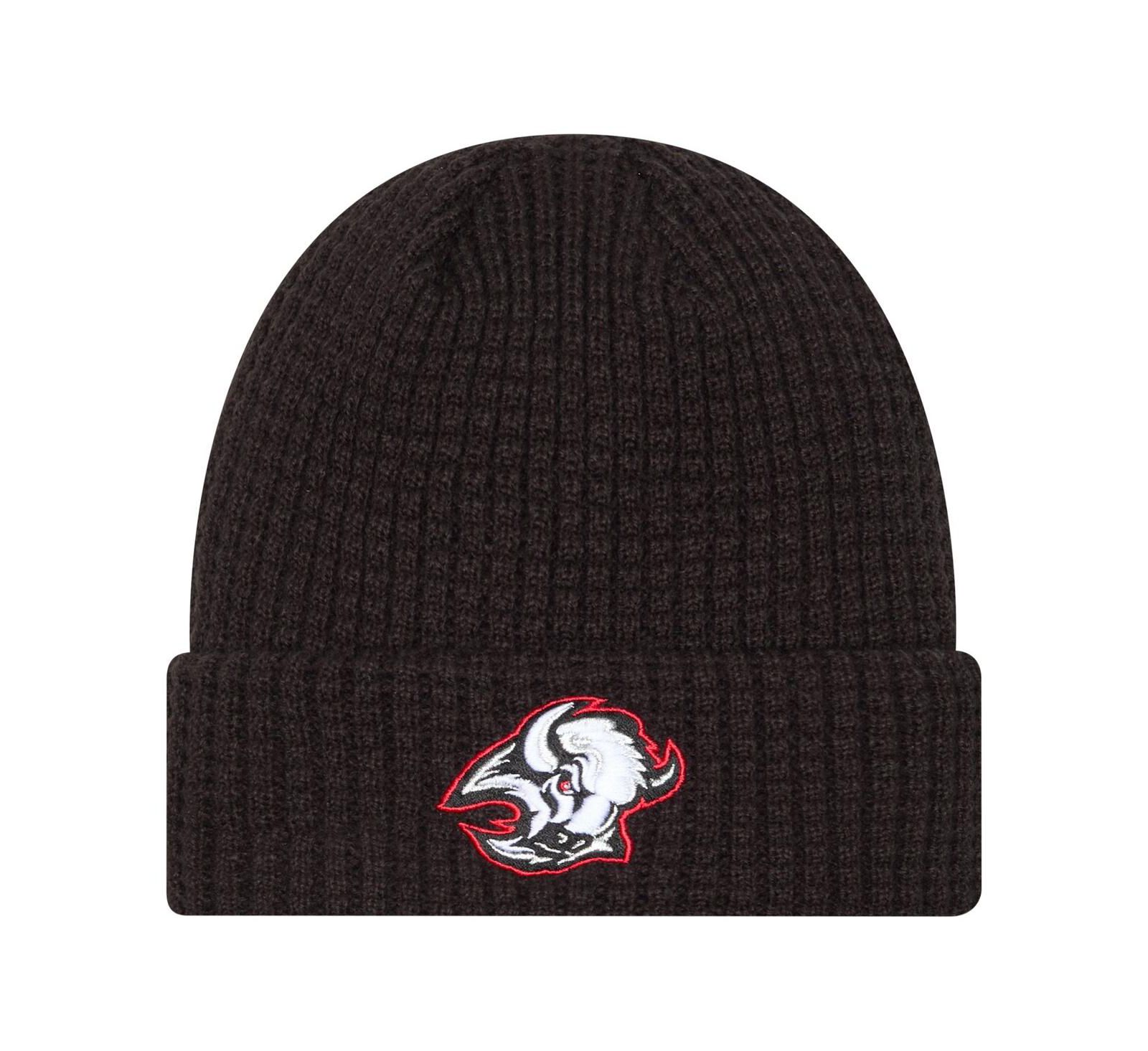 Мужская вязаная шапка New Era Black Buffalo Sabres Waffle Cuffed Knit Hat