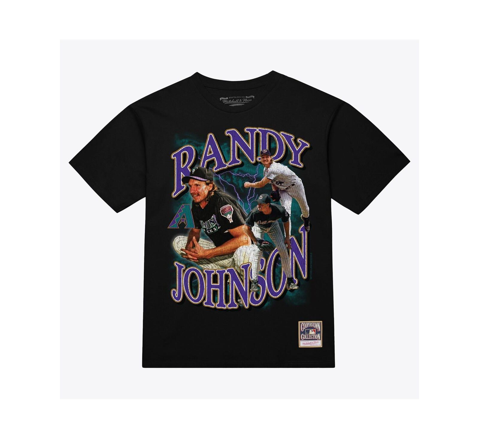 Mitchell & Ness Men's Randy Johnson Black Arizona Diamondbacks Legendary Collage Player T-Shirt