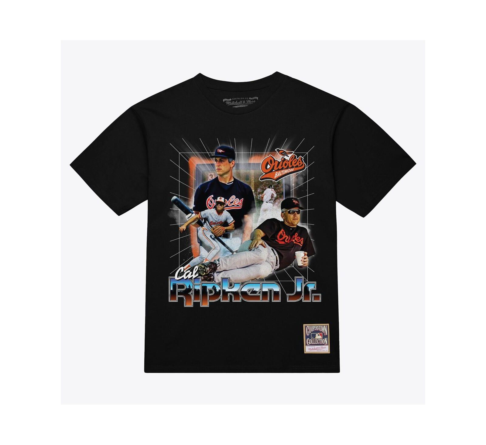 Mitchell & Ness Men's Cal Ripken Jr. Black Baltimore Orioles Legendary Collage Player T-Shirt