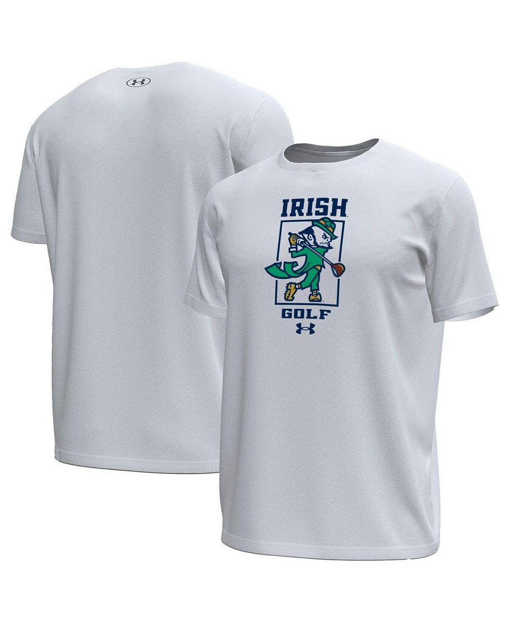 Under Armour Мужской White Notre Dame Fighting Irish Golf Leprechaun Tech Stretch T-Shirt