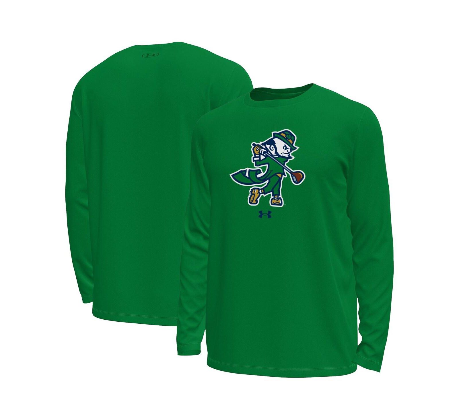 Мужская футболка Under Armour Kelly Green Notre Dame Fighting Irish Golf Leprechaun Tech Stretch Long Sleeve