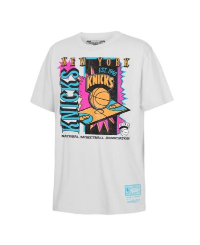 Mitchell & Ness Big Boys and Girls White New York Knicks Neon Court Shock T-Shirt