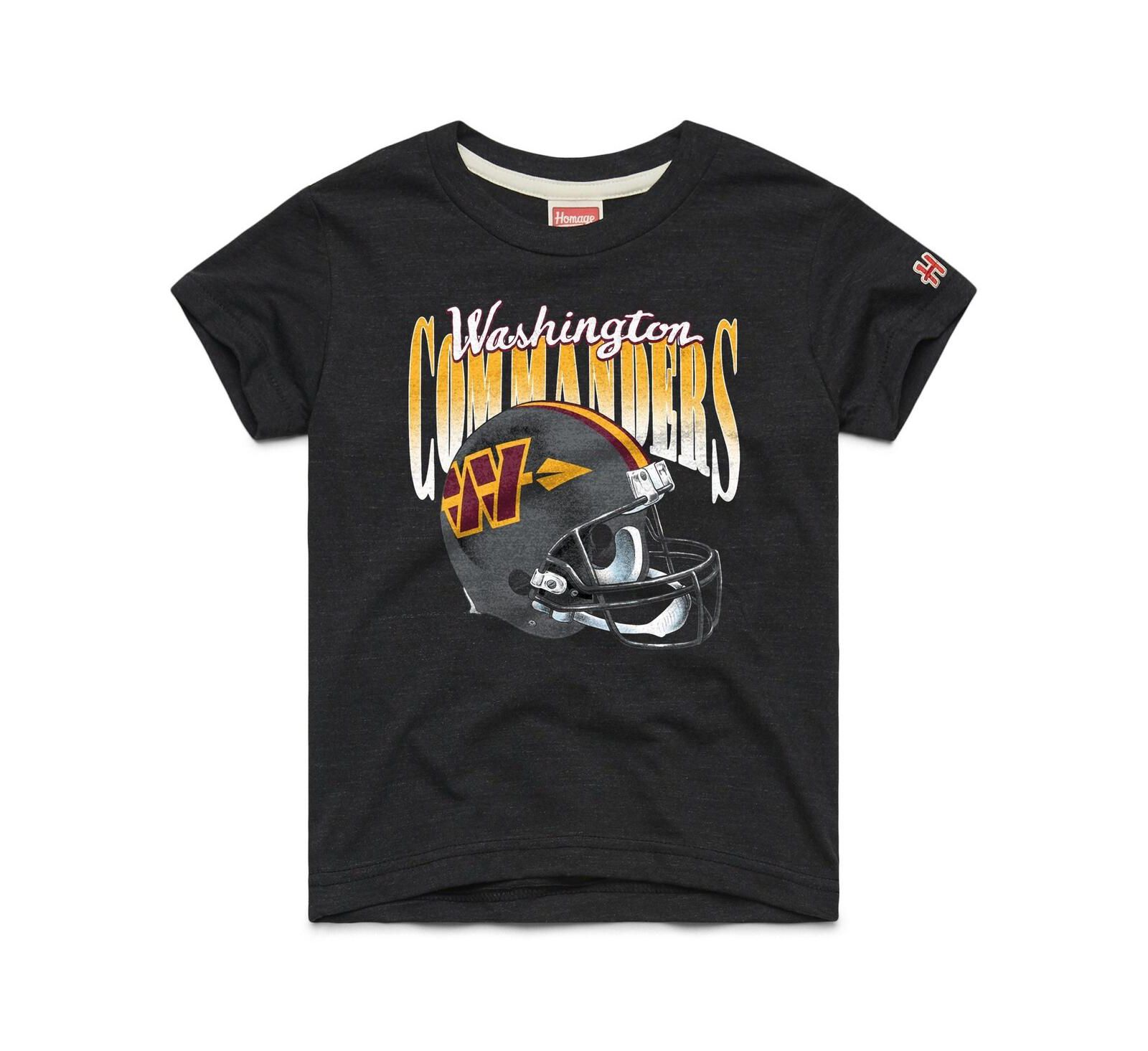 Детская футболка Homage Charcoal Washington Commanders Gradient Helmet Tri-Blend