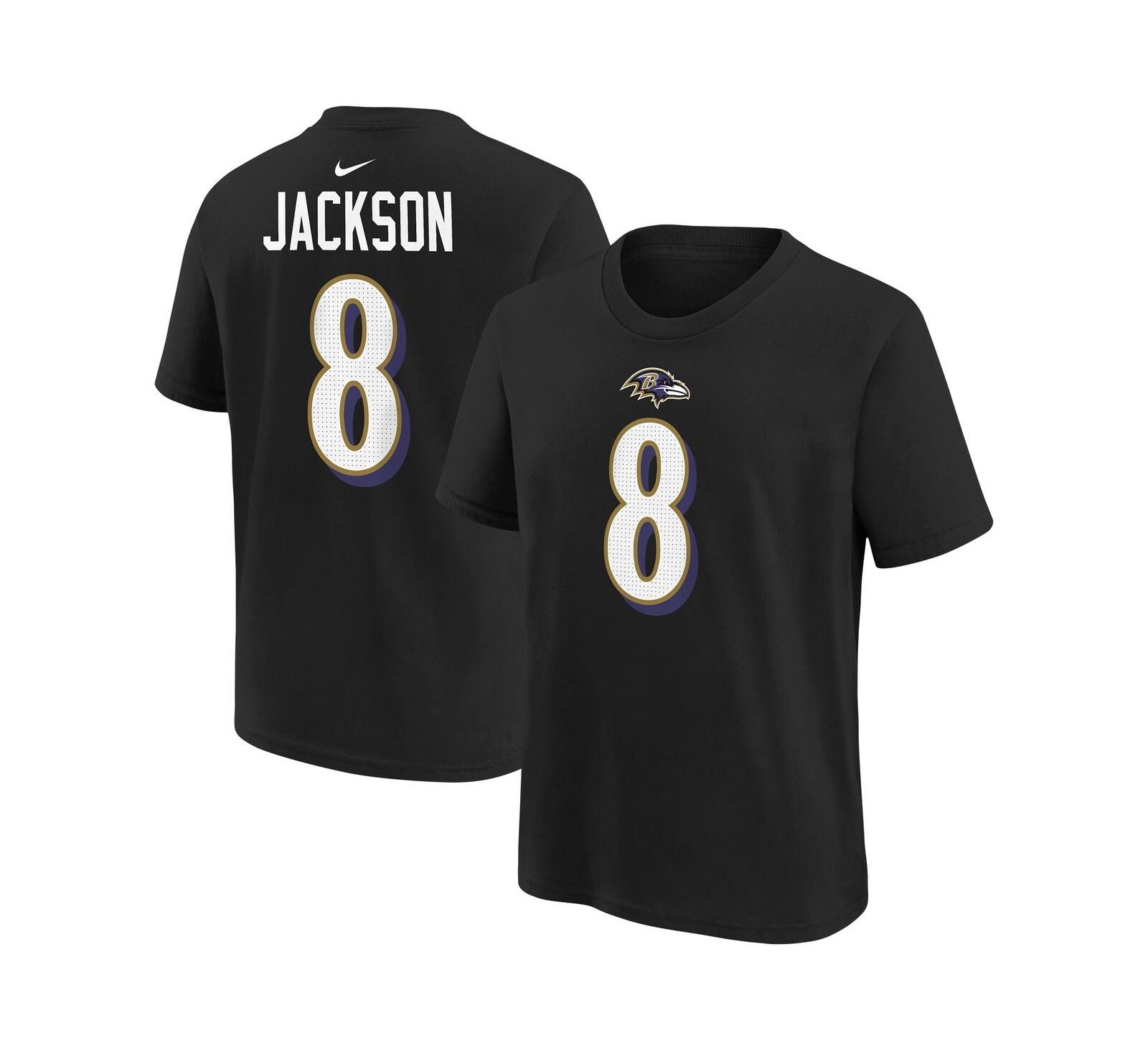 Футболка Nike Lamar Jackson для мальчиков и девочек с именем и номером игрока Baltimore Ravens, черная