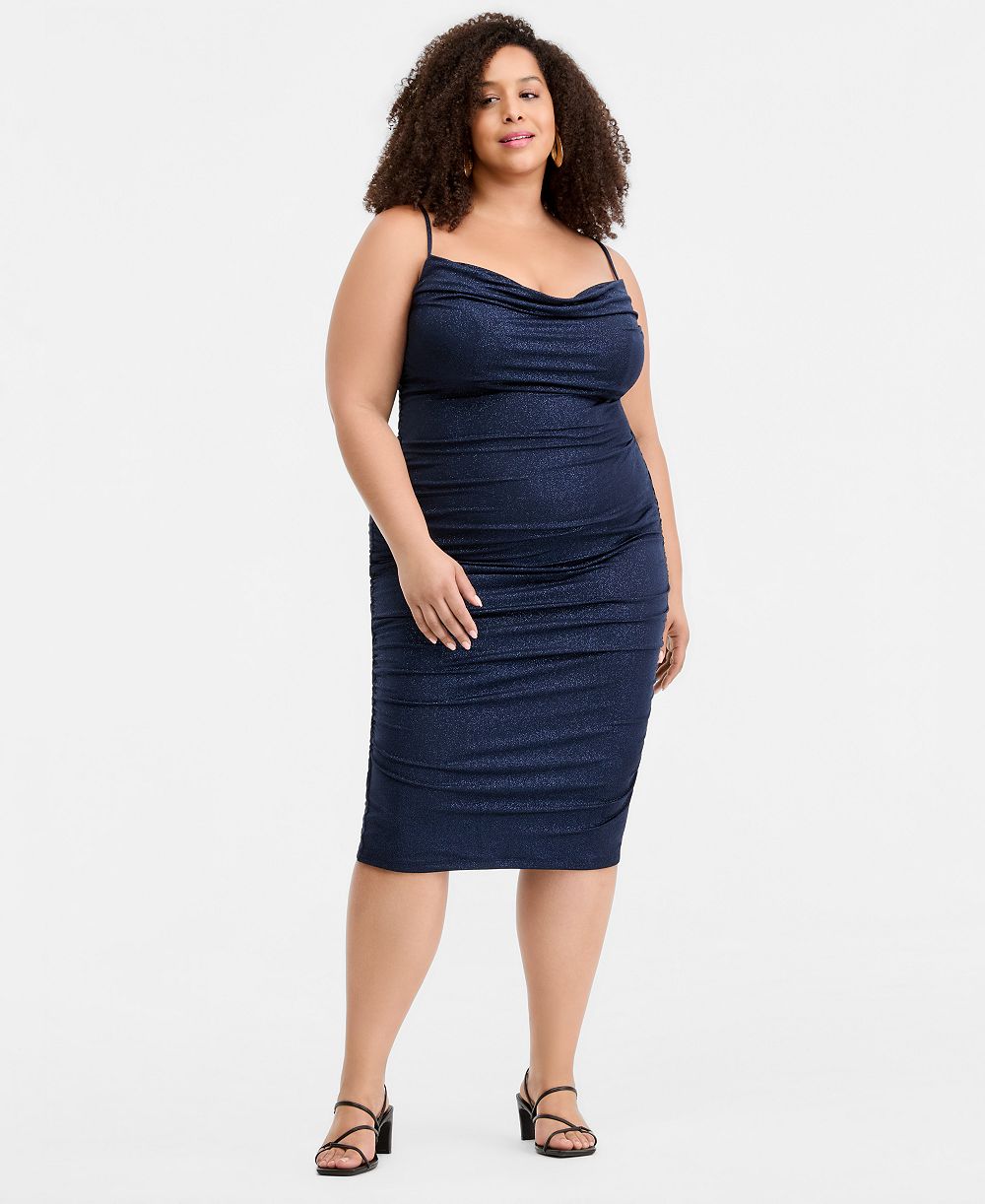 Emerald Sundae Trendy Plus Size Ruched Bodycon Midi Dress