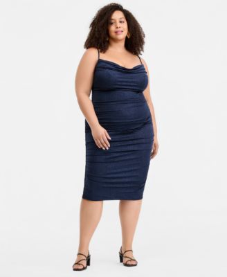 Emerald Sundae Trendy Plus Size Ruched Bodycon Midi Dress