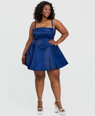 B Darlin Trendy Plus Size Satin Sleeveless Fit & Flare Dress