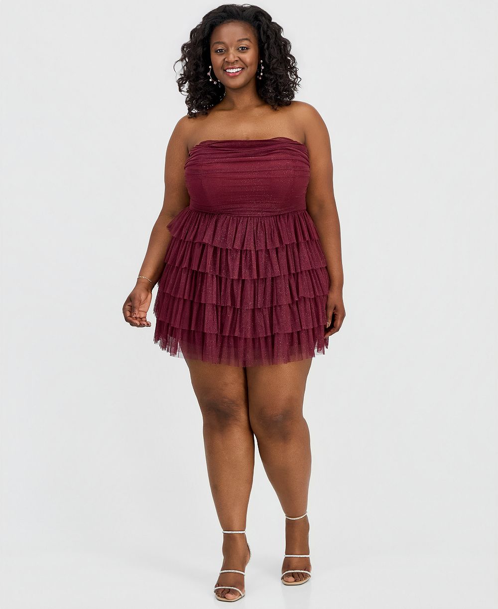 Женское платье B Darlin Plus Size Glitter Ruffled Strapless