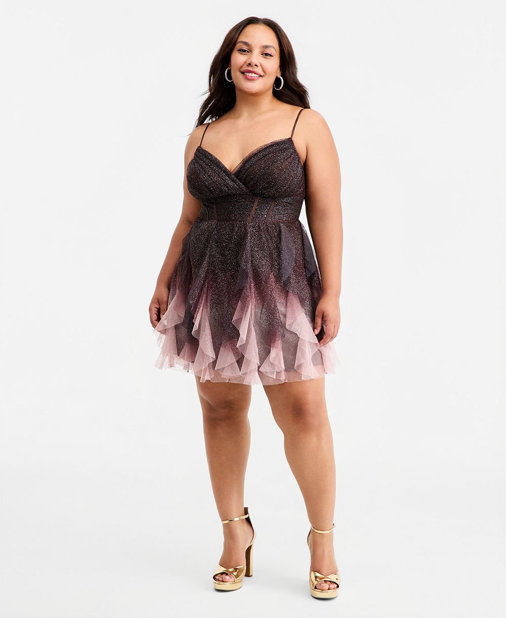 Женское короткое платье pear culture Plus Size Glitter Ombré Petal