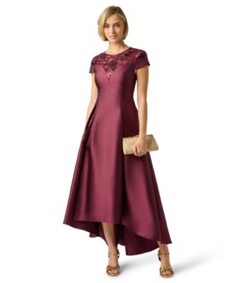 Adrianna Papell Women's Sequin Combo Mikado High-Low Ball Gown
