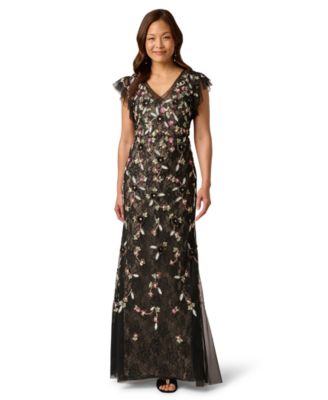 Вечернее платье Adrianna Papell Women's Beaded V-Neck Ball Gown
