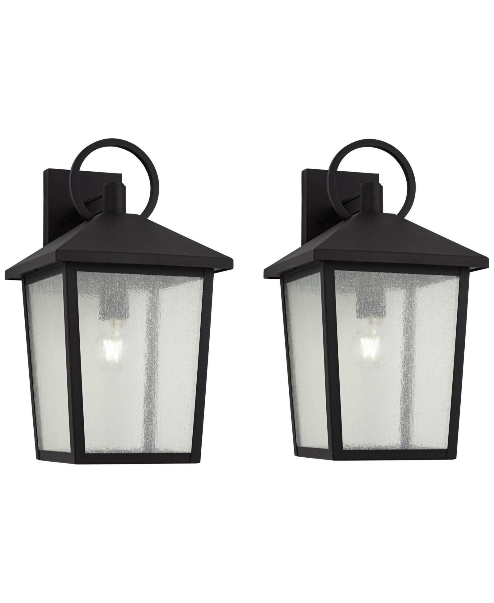 John Timberland Westmont 18"H Sand Black Outdoor Wall Light Set of 2