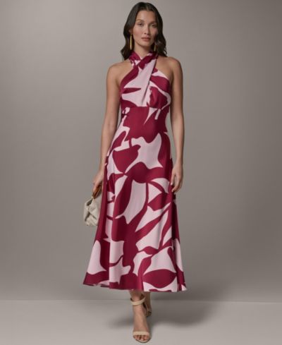 Женское платье Donna Karan New York A-Line с принтом и воротником Halter Neck