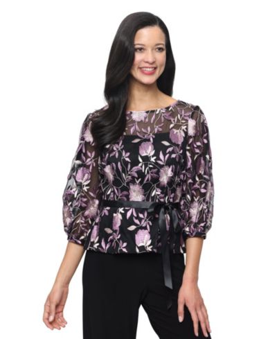 Женская блузка Alex Evenings Petite Embroidered Boat Neck