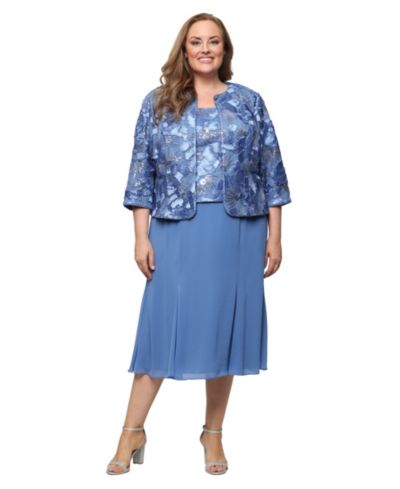 Alex Evenings Женский комплект: платье с вырезом и открытая куртка Soutache Plus Size