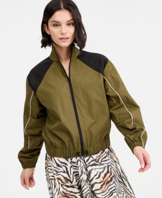 Bar III Women's Contrast-Trim Zip-Front Track Jacket, Macy's Exclusive