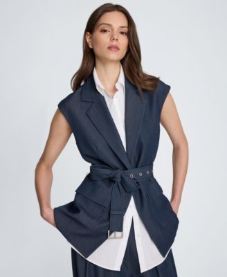 Женский жилет Kenneth Cole с поясом и отложным воротником, в комплекте с рубашкой