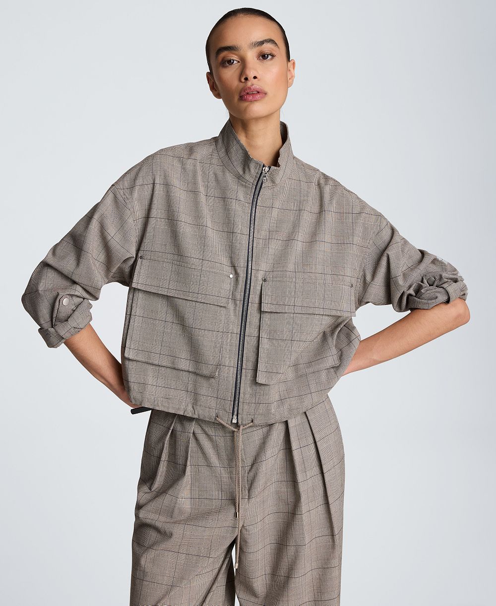 Kenneth Cole Women's Drawcord Flap Pocket Windbreaker Jacket