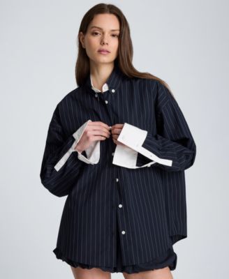 Женская рубашка Kenneth Cole с длинным рукавом в полоску на пуговицах
