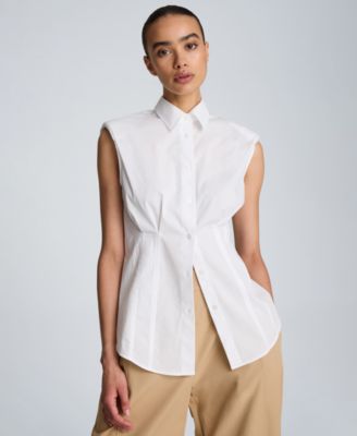 Kenneth Cole Women's Pleated Sleeveless Shirt