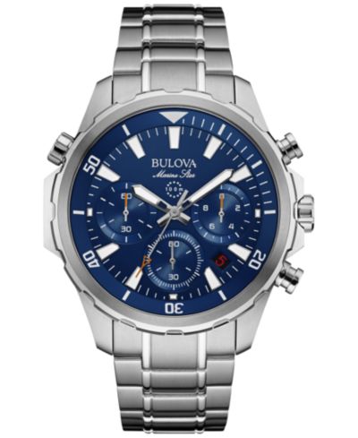 Мужские часы Bulova Chronograph Marine Star Stainless Steel Bracelet Watch 43mm