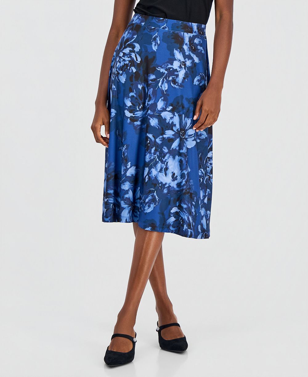 Kasper Women's Printed Pull-On A-Line Midi Skirt