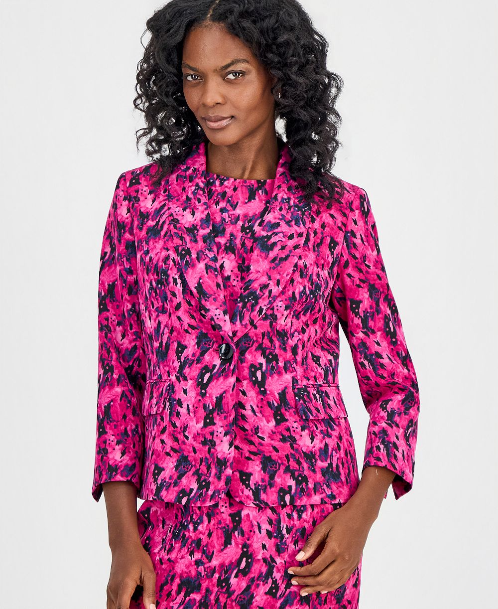 Kasper Women's Printed Shawl-Collar Scuba Blazer
