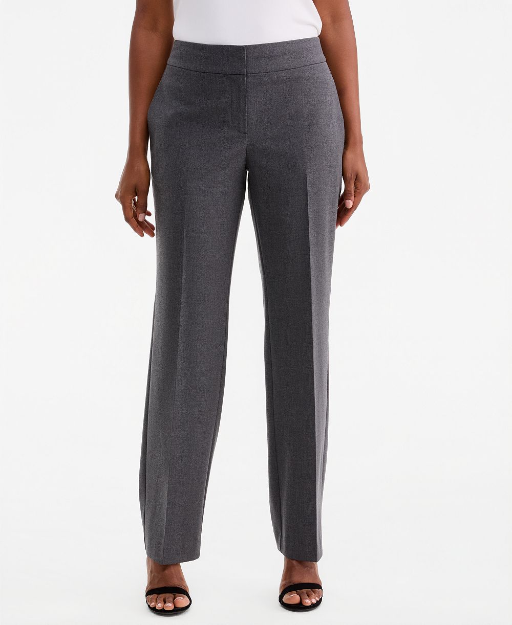 Kasper Women's Machine Washable Mid-Rise Straight Pants, Regular & Petite