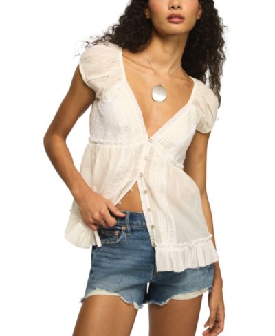 Lucky Brand Женский топ babydoll из хлопка с V-образным вырезом