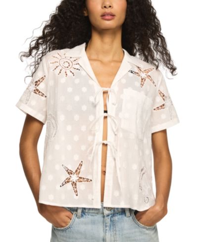 Женская рубашка Lucky Brand с завязками и коротким рукавом