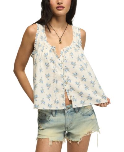 Женский топ Lucky Brand с цветочным принтом и вырезом лодочкой