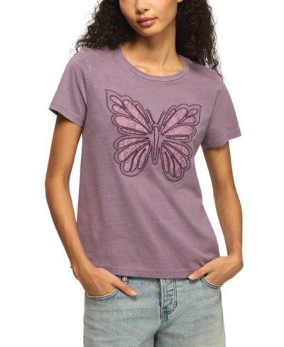 Женская футболка Lucky Brand Women's Lace Butterfly Print Short-Sleeve