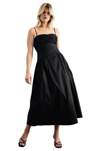 Warehouse Women's Dropped Waist Ruched Bust Midi Dress