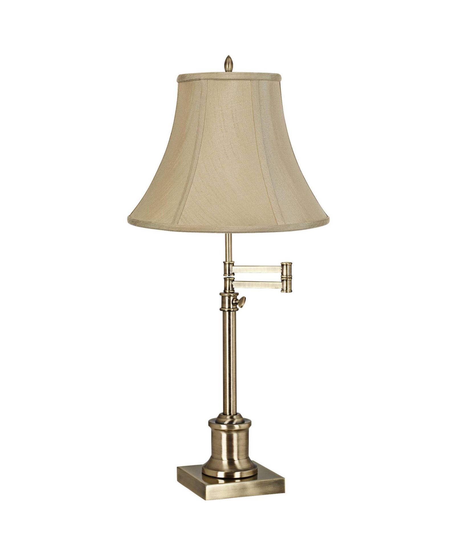 360 Lighting Traditional Swing Arm Desk Table Lamp Adjustable Height 36" Tall Antique Brass Imperial Bell Shade Living Room Bedroom