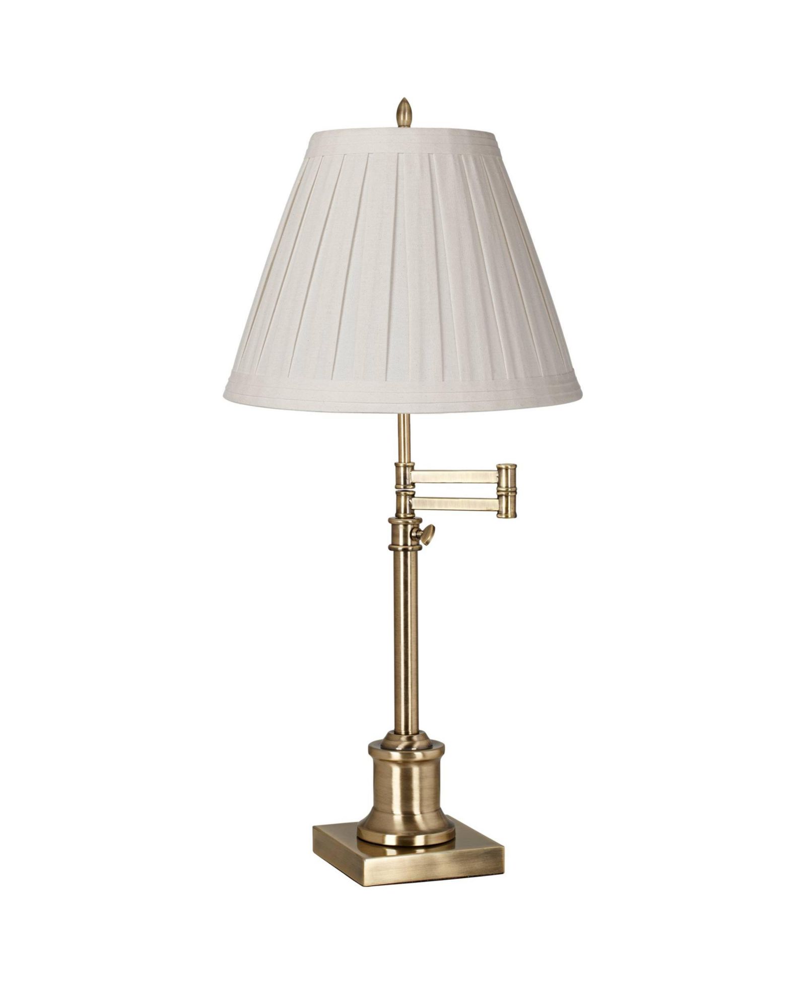 360 Lighting Swing Arm Desk Table Lamp 36" Tall Antique Brass Box Pleated Linen Empire Shade for Living Room Bedroom Office Family