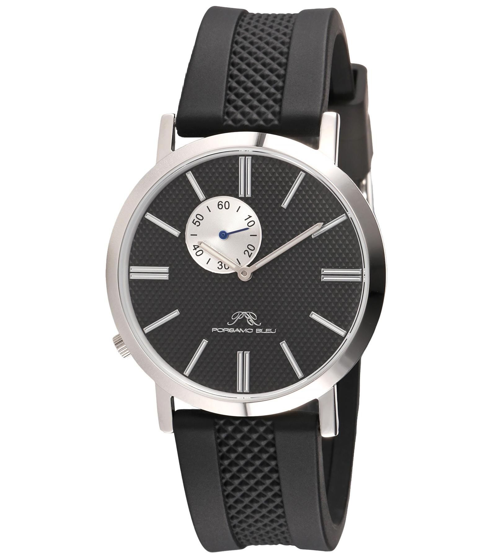 Мужские часы Porsamo Bleu Bennett Round с черным силиконовым ремешком, 40 mm