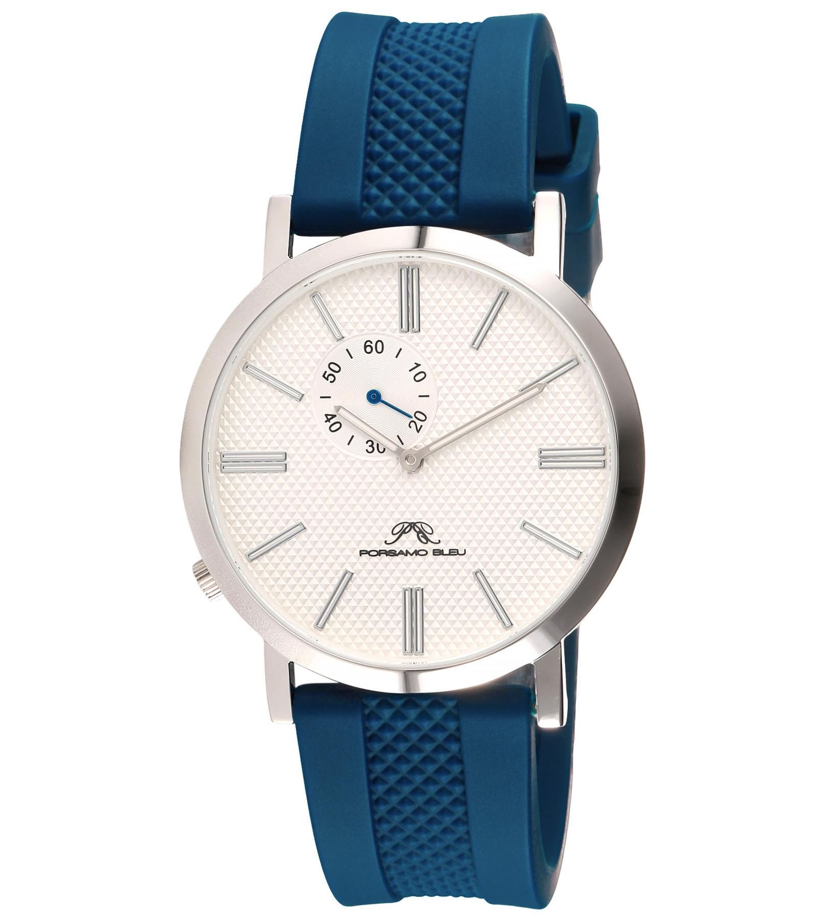 Мужские часы Porsamo Bleu Bennett Round Blue Silicone Strap 40 mm