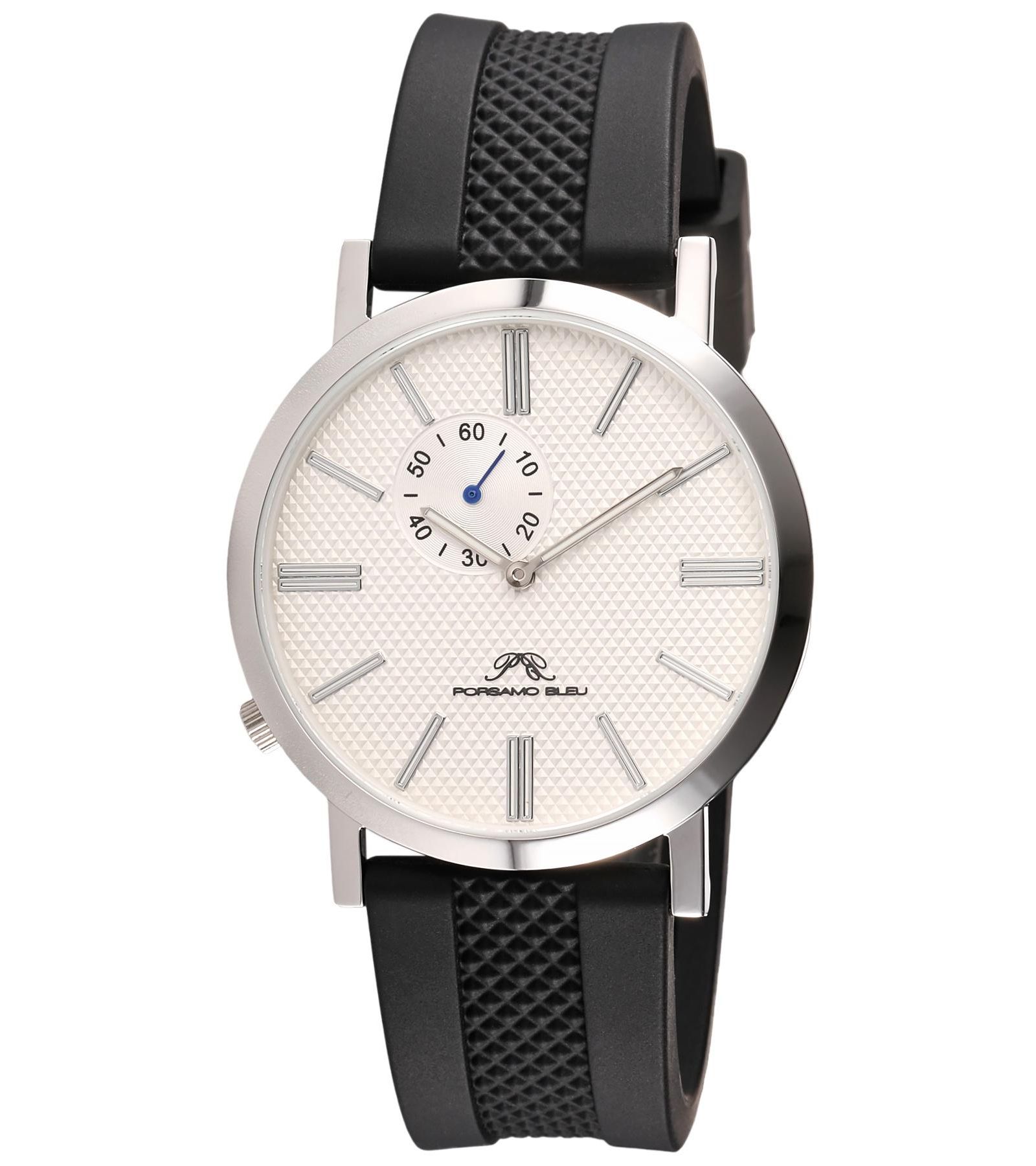 Porsamo Bleu Мужские круглые часы Bennett с черным силиконовым ремешком, 40 mm