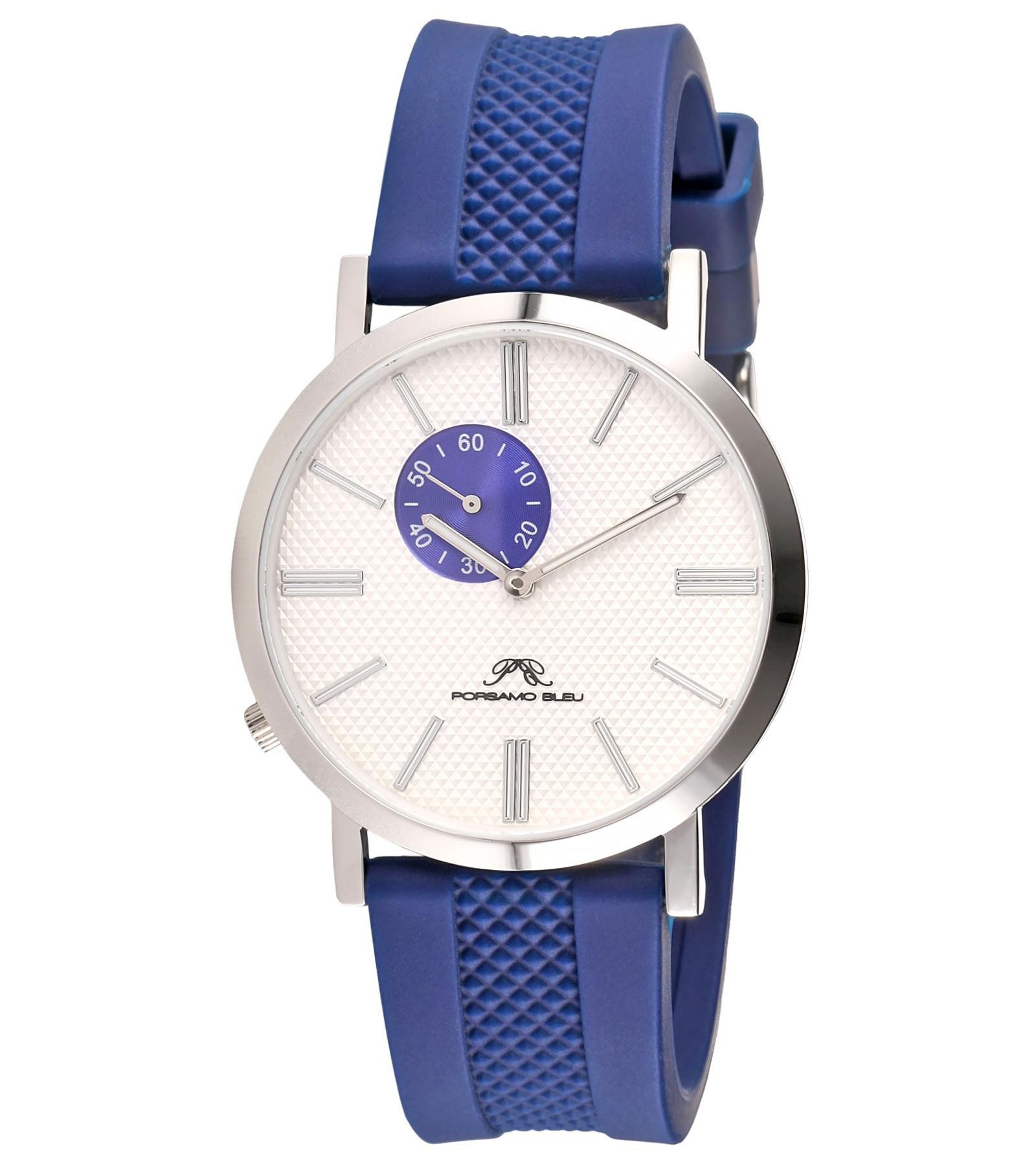 Мужские часы Porsamo Bleu Men's Bennett Round Blue Silicone Strap, 40 mm