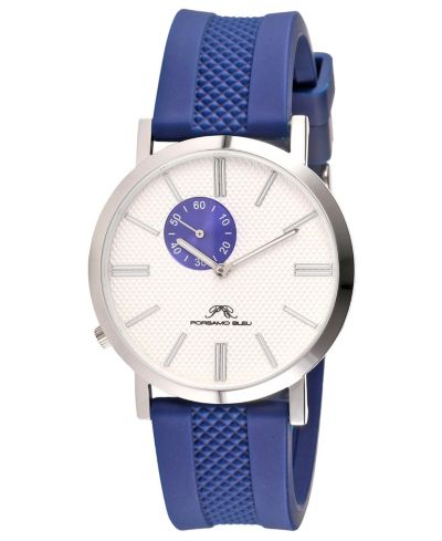 Porsamo Bleu Men's Bennett Round Blue Silicone Strap Watch 40 mm