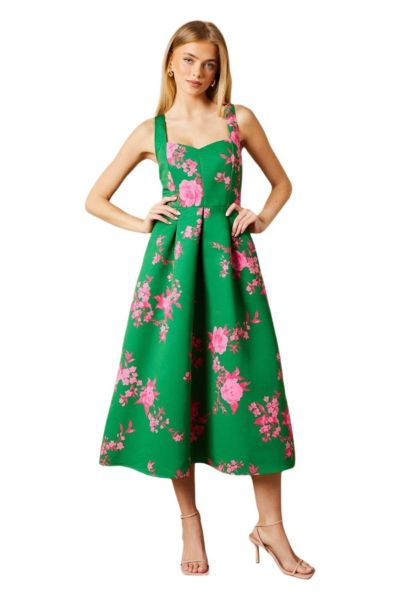Oasis Women's Occasion Floral Strappy Twill Midi Dress