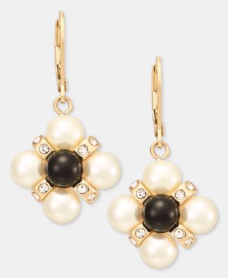 Charter Club Glass and Faux Pearl Leverback Drop Earrings, Macy's Exclusive