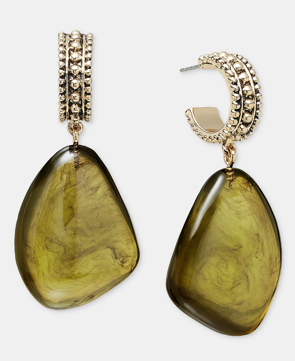 Style & Co серьги-кольца Green Jewel Huggie Drop