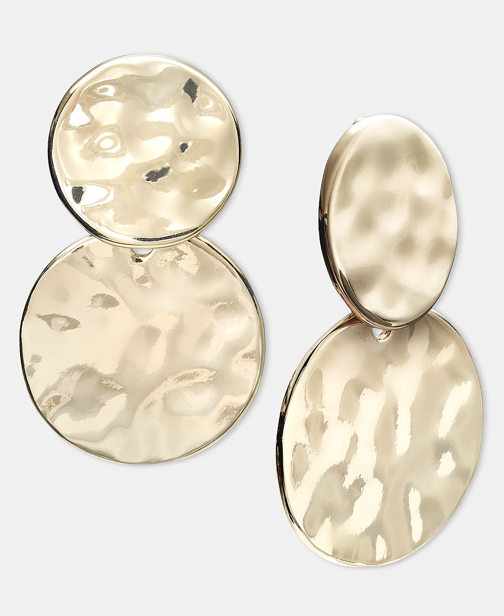 Style & Co Серьги Style & Co Sculptural Disc Clip-On Double Drop