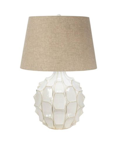 Настольная лампа Possini Euro Design Mid-Century Modern с USB Charging Port 26.5" Linen Drum Shade для гостиной и спальни