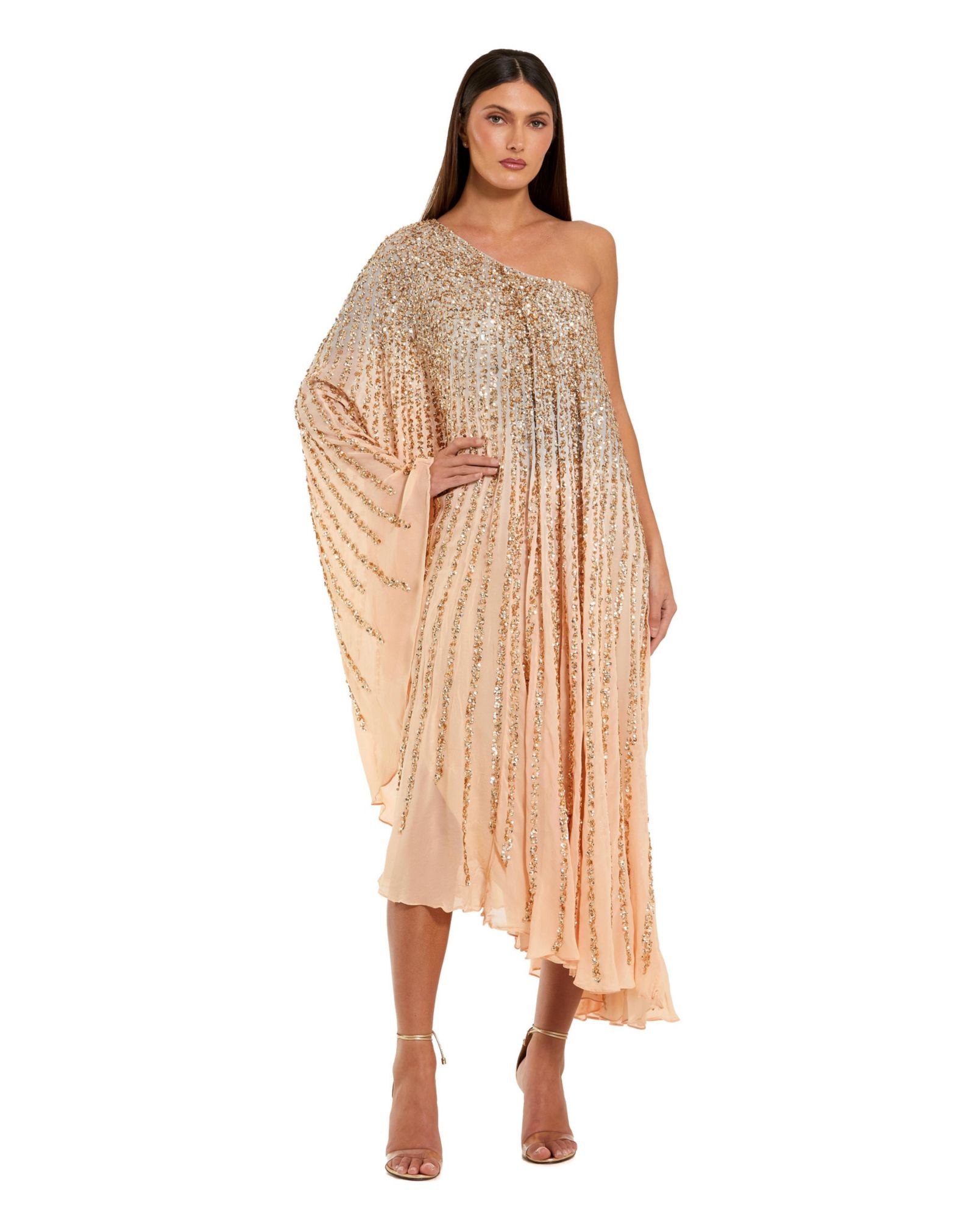 Женское кафтан-платье Mac Duggal One Shoulder Ombre Sequin