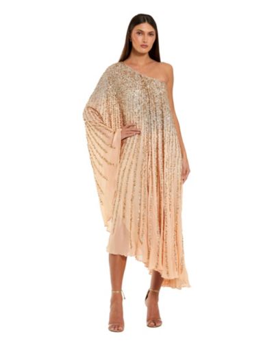Женское кафтан-платье Mac Duggal One Shoulder Ombre Sequin