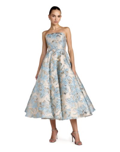 Mac Duggal Women's Strapless Brocade A-line Midi Dress With Pockets